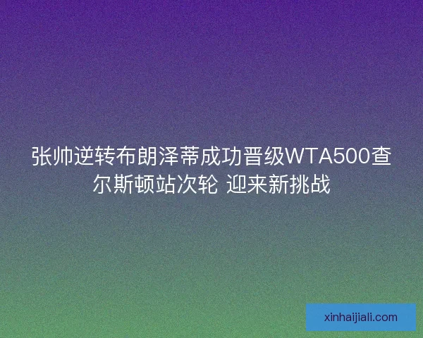 张帅逆转布朗泽蒂成功晋级WTA500查尔斯顿站次轮 迎来新挑战 张帅逆转布朗泽蒂成功晋级WTA500查尔斯顿站次轮 迎来新挑战
