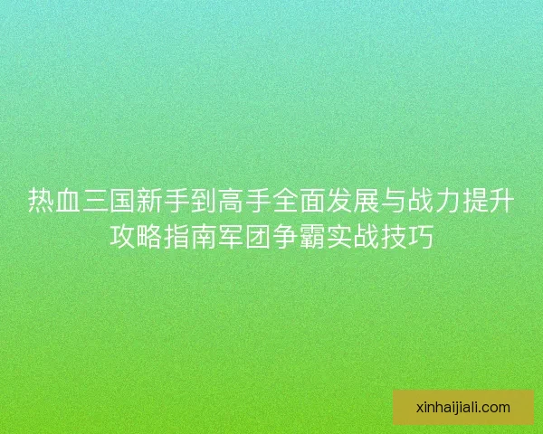 热血三国新手到高手全面发展与战力提升攻略指南军团争霸实战技巧 热血三国新手到高手全面发展与战力提升攻略指南军团争霸实战技巧