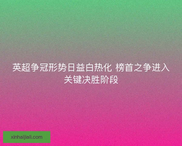 英超争冠形势日益白热化 榜首之争进入关键决胜阶段 英超争冠形势日益白热化 榜首之争进入关键决胜阶段